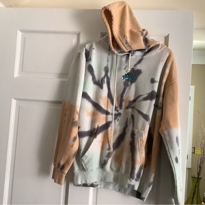 Eighty Eight Brand Tie Dye Hoodie Sweatshirt with Butterfly Patch Size SMALL